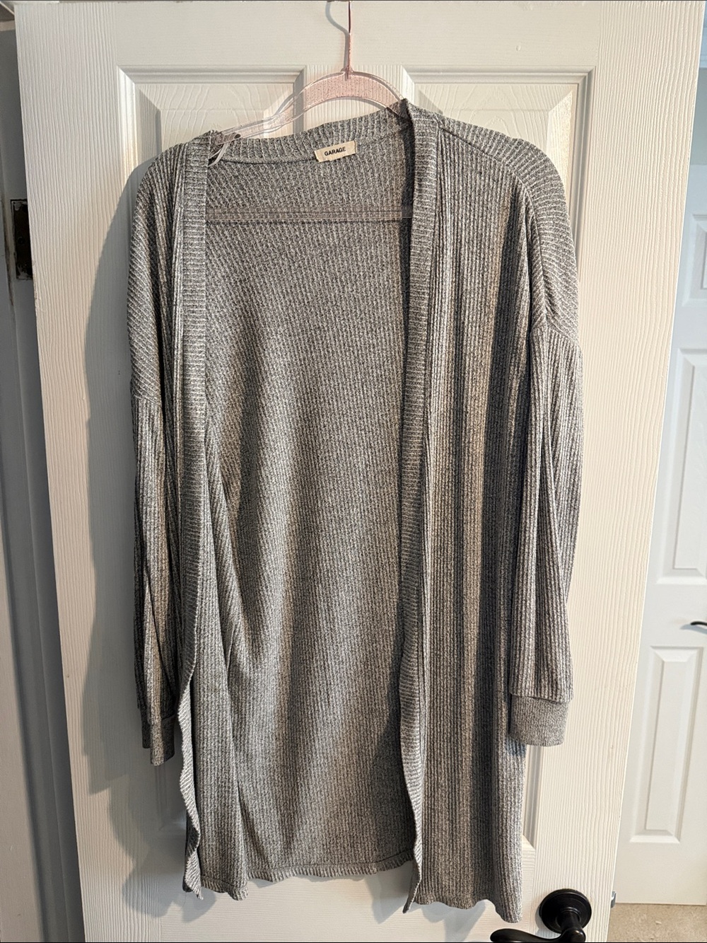 Sonoma Heather Gray Ribbed Open-Front Cardigan